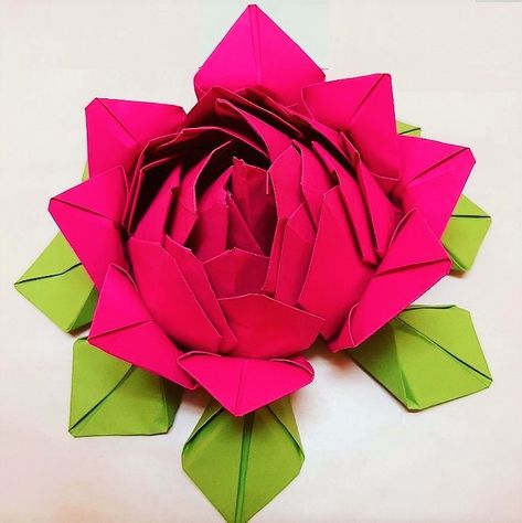 Origami Paper Flower | Origami Paper Lotus | How To Make Paper Flower | Easy Paper Flower | Origami Crafts | Paper Craft | DIY Paper Flower Flower From Paper, Paper Lotus Flower, Paper Flower Origami, Paper Lotus, Flower Origami, Paper Origami, How To Make Origami, Paper Diy, How To Make Paper Flowers