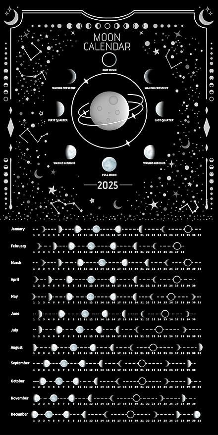 Amazon.com: Moon Calendar 2025 Lunar Phases, Hangable MoonLight Wall Poster, Full Moon Tracker Wall Art, Moon Lover Gifts, Astrology Decorations, and Celestial Calendar, Black : Office Products 2025 Moon Calendar, Astrology Decorations, Moon Tracker, Celestial Calendar, Body Wisdom, Witchy Tips, Moon Lover, Poster Graphics, Lunar Phases