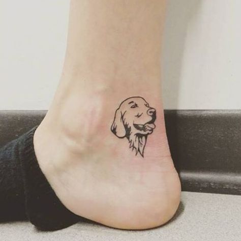 100+ Golden Retriever Tattoos In Many Styles | Inku Paw Dog Silhouette Tattoo, Golden Retriever Tattoo, Tattoo On Ankle, Golden Retriever Silhouette, Silhouette Tattoo, Green Tattoos, Simple Tattoos For Guys, Ankle Tattoos For Women, Silhouette Tattoos