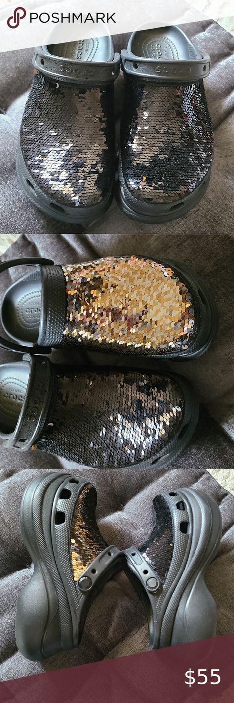 Classic Croc Bae Sequin Clogs Croc Bae, Crocs Bae Clogs, Bae Clogs, Crocs Bae, Crocs Shoes, Dansko Professional Clog, Black Sequins, Clogs, The House