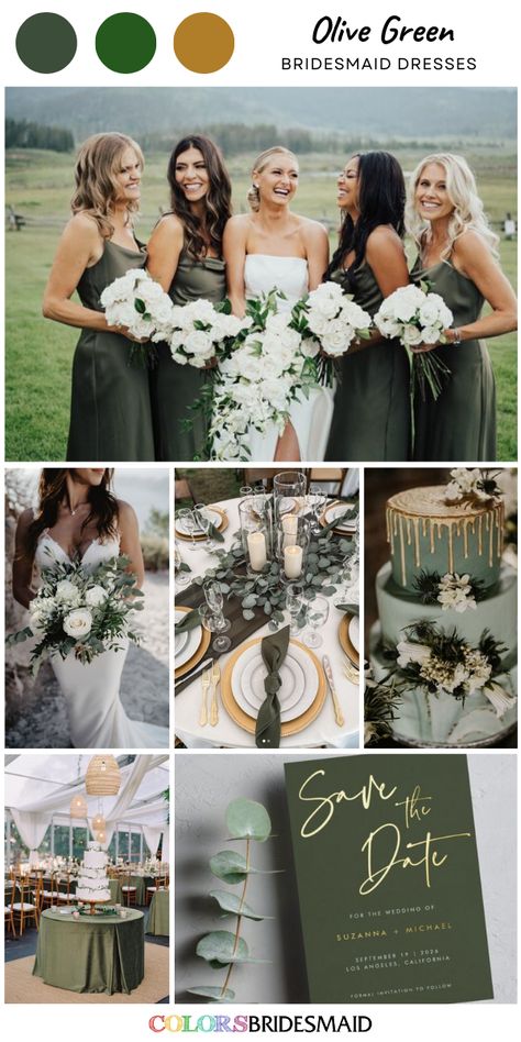 Olive Green Wedding Bridesmaid Dress, Oliver Green Bridesmaid Dresses, Deep Olive Green Wedding Theme, Olive Green And Silver Wedding, Olive And Mustard Wedding, Olive Green Wedding Theme Color Schemes Bridesmaid Dresses, Olive Green And Sunflower Wedding, Olive Green Wedding Palette, Olive Green Tuxedo Wedding