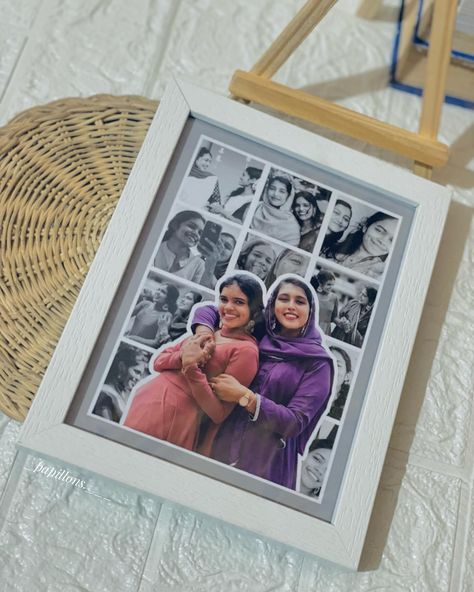 #customized #frame #a5 A5 Frame, Creative Photo Frames, Photo Gifts Diy, Baby Photo Frames, Diy Birthday Gifts For Friends, Birthday Frames, Gift Packing, Book Marks, Easy Diy Gifts