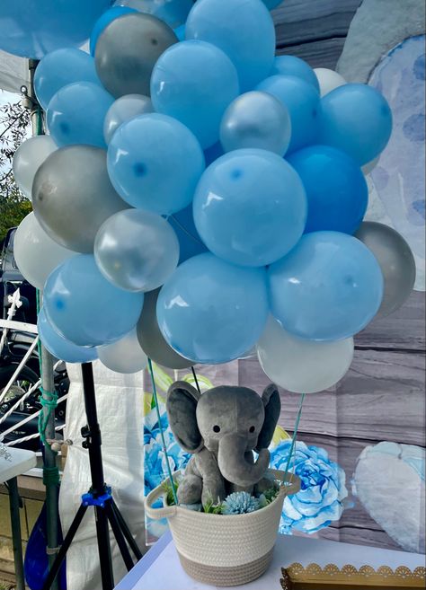 Elephant Balloon Centerpiece, Elephant Boy Baby Shower Theme, Little Peanut Baby Shower Ideas, Baby Boy Elephant Shower Ideas, Boy Elephant Baby Shower Ideas, Little Peanut Baby Shower Boy, Elephant Centerpieces Boy, Baby Elephant Baby Shower Ideas, Baby Shower Ideas Elephant Theme