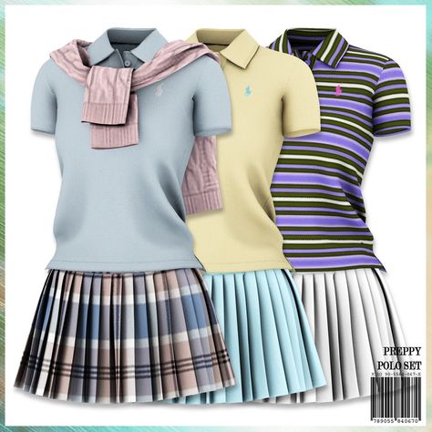 Preppy Polo Set | MIRO en Patreon Sims 4 Preppy, Cc Folder, Sims Packs, Pelo Sims, Free Sims 4, The Sims 4 Packs, Tumblr Sims 4, Sims 4 Gameplay, Sims 4 Dresses