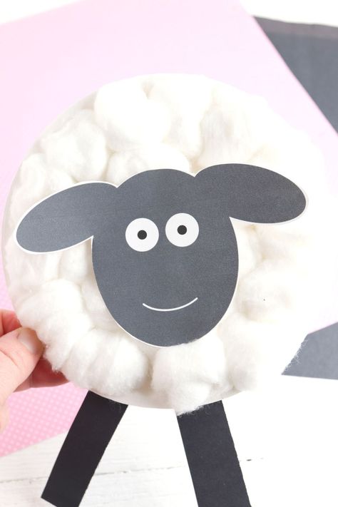 Paper Plate Sheep Craft with Printable Template Kindergarten Sheep Craft, Sheep Paper Plate Craft, Paper Plate Lamb Craft, Paper Plate Farm Animals Preschool, Sheep Craft For Preschoolers, Sheep Pattern Printable, Preschool Sheep Craft, Sheep Head Template, Lamb Craft Preschool