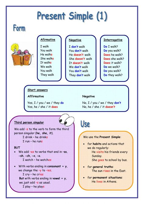 Present simple interactive exercise for pre intermediate. You can do the exercises online or download the worksheet as pdf. สรุป Present Simple Tense, Past Simple Tense สรุป, Present Simple Notatki, Simple Present Tense Worksheets, Present Simple Tense, Presente Simple, Tenses Grammar, Materi Bahasa Inggris, English Grammar Tenses