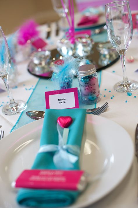 Turquoise and Fuschia Wedding Theme | Make a splash with this seasons key trends | fuschiadesigns Magenta And Turquoise Wedding, Fuschia Wedding Centerpieces, Teal And Fuschia, Fuschia Wedding, Candy Centerpieces, Davids Bridal Bridesmaid, Turquoise Table, Fuchsia Wedding, Davids Bridal Bridesmaid Dresses