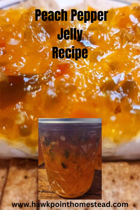 Peach Jalapeno Jelly Recipe, Sugar Rush Peach Pepper Recipes, Peach Pepper Jelly Recipe, April Dinners, Peach Pepper Jelly, Jalapeno Jelly Recipes, Different Meats, Pepper Jelly Recipe, Pepper Jelly Recipes