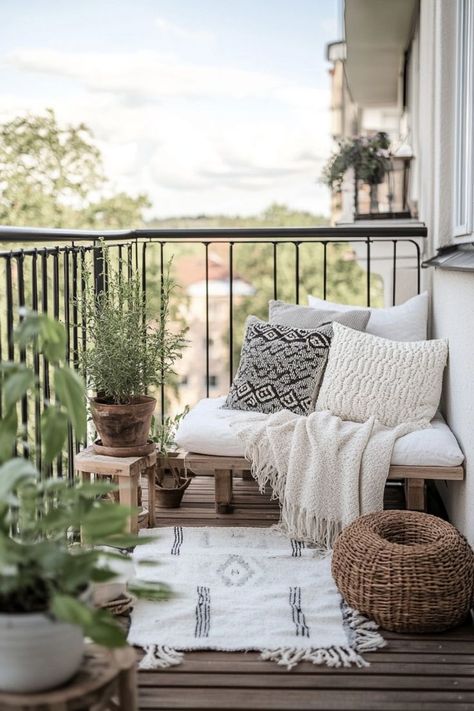 Keep your balcony sleek and modern with Scandinavian-inspired decor. Opt for clean lines, minimalist furniture, and a neutral color palette. Add touches of greenery and soft textiles to make the space comfortable without overwhelming it. The result is a calm, inviting balcony with a modern edge. 🛋🌱 Scandinavian Balcony, House Balcony Design, Home Balcony, Neutral Color Palette, Minimalist Furniture, Balcony Design, Scandinavian Inspired, Soft Textiles, Neutral Colour Palette