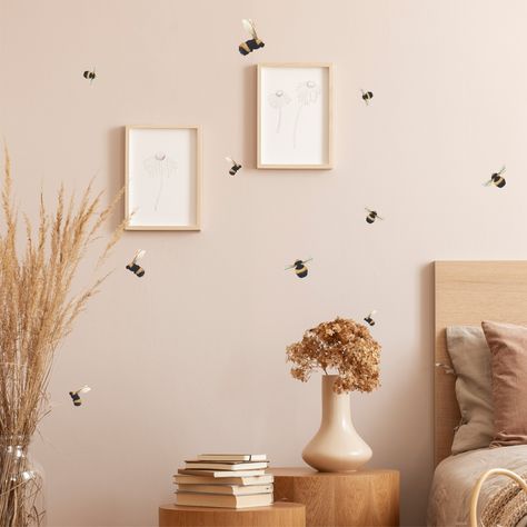 Bees Decal Pack Reusable FABRIC Wall Decal Step 1: Peel Step 2: Stick Step 3: Enjoy! SIZE OPTIONS: * (A5) 21 x 14.8cm Bees range from 3.5cm to 10cm each (approx) * (A4) 29.7 x 21cm Bees range from 5cm to 14cm each (approx) * (A3) 42 x 29.7cm Bees range from 7cm to 20cm each (approx) * (A2) 59 x 42cm Bees range from 10cm to 29cm each (approx) SHEET QUANTITY OPTIONS: * 1 Sheet (10 Pack) * 2 Sheets (20 Pack) * 3 Sheets (30 Pack) * 4 Sheets (40 Pack) *Refer to coverage example images. --- Our Eco-friendly fabric wall decals are suitable for applying to almost any flat surface, then removed and reused as desired.  They will not rip and can be easily pulled apart if stuck together during installation. *Images are for demonstration only, actual sizes and colours may vary. --- TOP TIP! Before appl Bumble Bee Nursery, Bee Nursery Decor, Honey Bee Nursery, Bee Room, Nursery Wall Painting, Bee Nursery, Bee Decals, Bee Wall Art, Baby Room Neutral