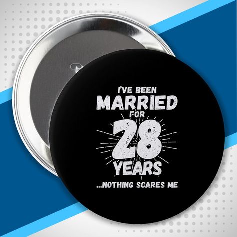 Couples married for 28 years can keep the laughter alive with this hilarious 28th anniversary button. It's a perfect gift for parents who share countless laughs and inside jokes. Show your appreciation for their enduring love and sense of humor with this fun present. #28thAnniversary #FunnyGifts #ParentAccessories #MarriageHumor Happy 32nd Anniversary, 41st Wedding Anniversary, 41st Anniversary, 28th Anniversary, 26th Anniversary, 21st Wedding Anniversary, Anniversary Gift For Couples, Funny Anniversary Gifts, 23rd Anniversary