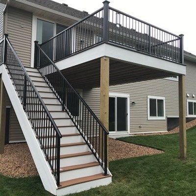 Stairs Down To Patio, Landscaping Around Deck, Deck Addition, Curved Pergola, Deck Remodel, Deck Features, Deck Pictures, Deck Installation, Patio Deck Designs