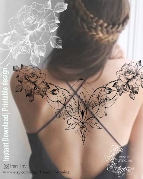 Beautiful Back Tattoos, Printable Tattoos, Sun Tattoo Designs, Lotus Tattoo Design, Realistic Tattoo Sleeve, Mom Tattoo Designs, Mom Tattoo, Star Tattoo Designs, Ornament Drawing