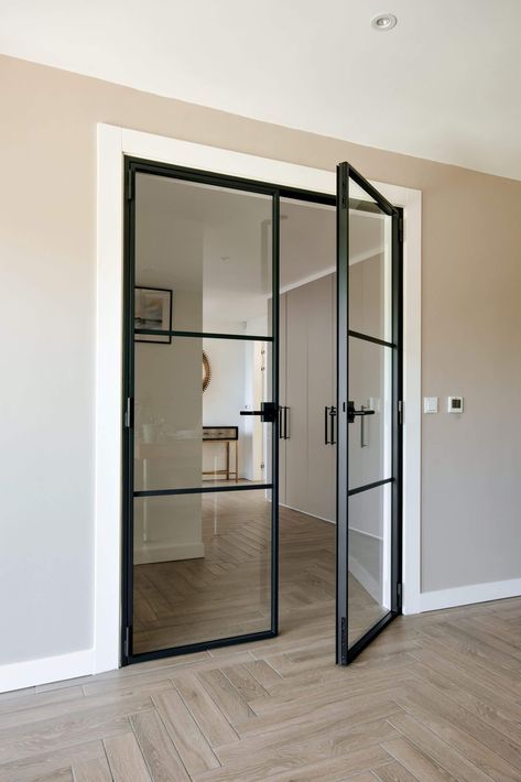 Crittal Doors, Internal Double Doors, Steel Doors And Windows, Internal Glass Doors, Black Interior Doors, Double Doors Interior, Double Glass Doors, Doors Interior Modern, Glass Doors Interior