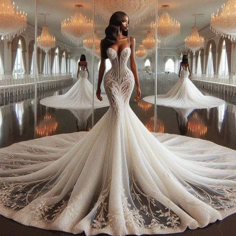 Nanice Weddings | Wedding dresses in Accra | Unleashing the magic of haute couture❣️❤️❣️ . . 😍WHAT WE DO AT NANICE WEDDINGS? 😍WE DESIGN AND MAKE DRESSES FOR ALL EVENTS 😍CUSTOM… | Instagram Royal Mermaid Wedding Dress, Expensive Wedding Dress Mermaid, Mermaid Wedding Dress Extravagant, Black Women Wedding Gowns, The Best Wedding Dresses, African Queen Wedding Dress, Nigerian Bride Dresses Traditional, My Dream Wedding Dress, Mafia Wedding Dress