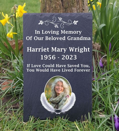 Personalised Photograph Natural Slate Memorial Grave Marker with Photo Feather Design 3 Sizes Available FS35 by SlateworkSigns on Etsy Memorial Plaque, Grave Memorials, Grave Marker, Feather Design, Design Photo, Quality Photo, Extreme Weather, In Loving Memory, Garden Home