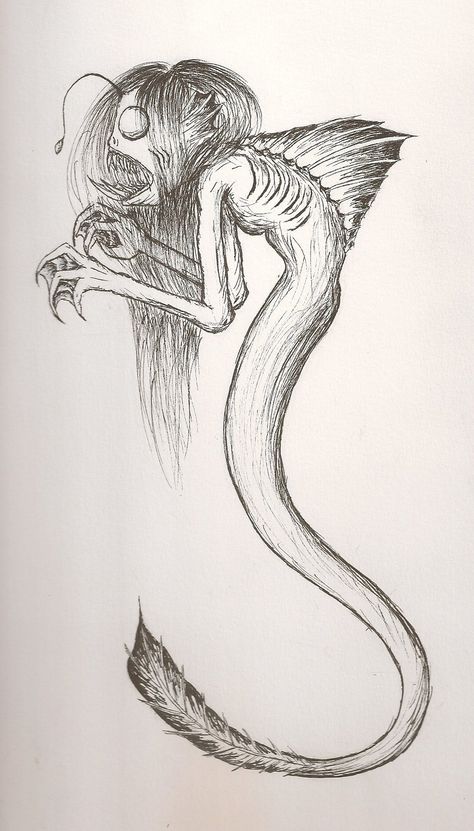 angler fish mermaid by AlexisM96 Angler Fish Mermaid, Angler Fish Drawing, Scary Mermaid, Sea Monsters Drawing, Mythical Creatures Drawings, Sea Monster Art, Mythical Sea Creatures, Sea Creatures Drawing, Fish Mermaid