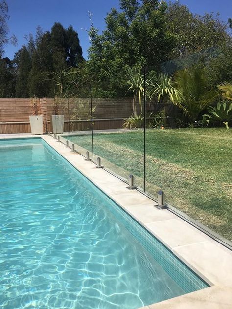 Frameless glass pool fence installed with Quantum Spigots the ultimate in style and design. Aluminum Pool, Aluminum Pool Fence, Glass Pool Fencing, Pool Fencing, Glass Fence, Glass Pool, Fencing Material, Types Of Fences, Pool Safety