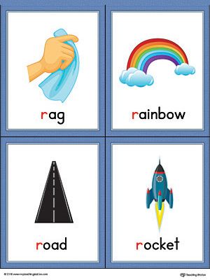 Letter R Words and Pictures Printable Cards: Rain, Rug, Run, Rock (Color) Worksheet.The Letter R Words and Pictures Printable Cards can be used for flashcards, various games, and help your student associate unfamiliar words with a picture. Colorful picture cards for the words: rain, rug, run, and rock. Letter R Words, R Letter Words, Alphabet Word Wall Cards, Letter R Activities, Sound Pictures, Alphabet Word Wall, Color Worksheet, Vocabulary Flash Cards, Kindergarten Songs