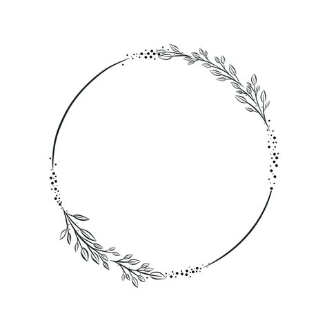 Outline circle flower leaves frame Flowers Drawing Circle, Circle Outline Design, Circular Flower Tattoo, Flower Drawing Circle, Oval Frame Tattoo, Circle Drawing Ideas Simple, Leaves Reference, Floral Circle Border, Circle Flower Frame