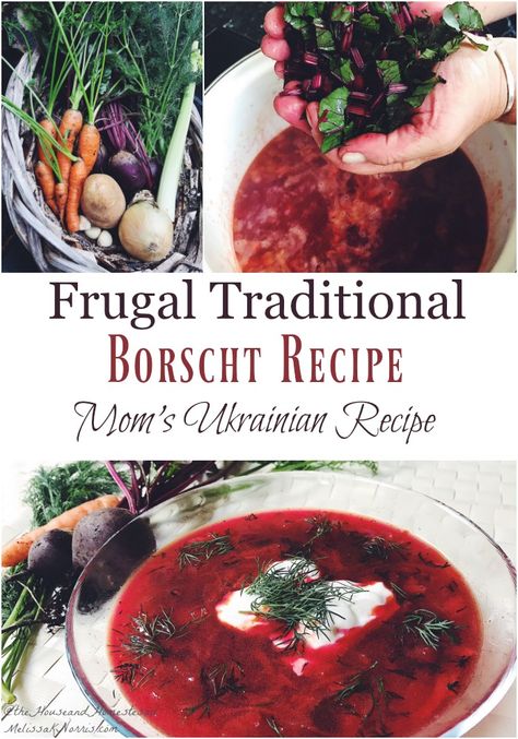 Traditional and authentic Ukrainian borscht recipe passed down from my mother. This soup is frugal as it is versatile, and is an easy way to use up extra vegetables. #borscht #Ukrainian #borschtrecipe #borschtsoup Traditional Borscht Recipe, Borscht Soup Recipe, Ukrainian Dishes, Ukrainian Borscht, Beet Relish, Borscht Recipe, Ukrainian Food, Borscht Soup, Ukrainian Recipes