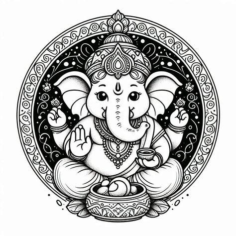 Ganesh Ji Mandala Art, Ganesh Vector, Ganesh Mandala, Pen Arts, Eyeball Art, Ganpati Ji, Lippan Art, Mandela Art, Ganesh Ji