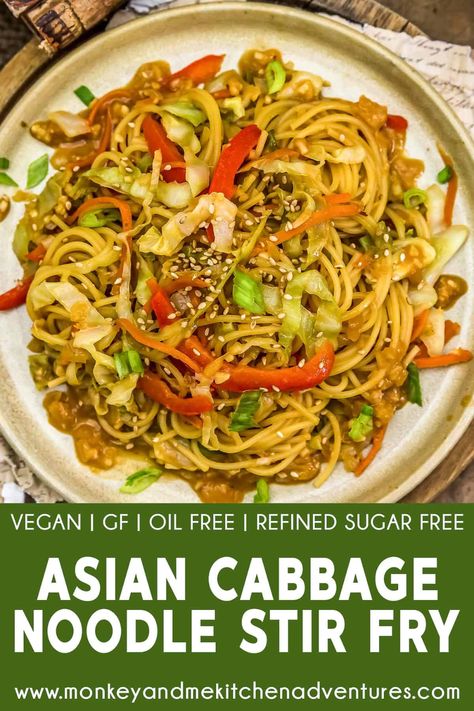 Asian Cabbage, Fried Green Tomatoes Recipe, Monkey And Me Kitchen Adventures, Monkey And Me, Cabbage And Noodles, Vegan Stir Fry, Noodle Stir Fry, Cabbage Stir Fry, Julienned Carrots