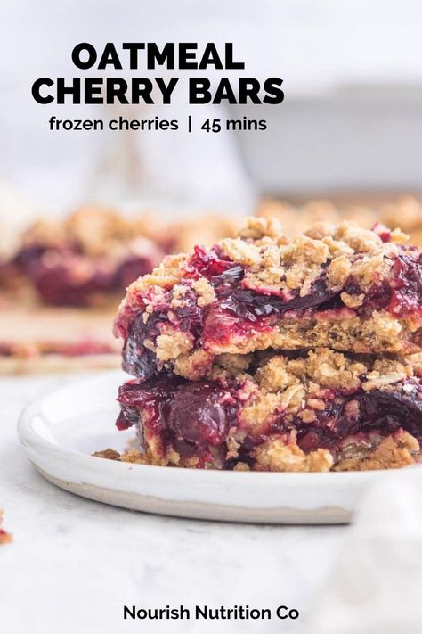 Cherry Oatmeal Bars, Tart Cherries Recipes, Oatmeal Crust, Cherry Oatmeal, Cherry Pie Bars, Cherry Crisp, Cherry Bars, Gf Baking, Fresh Cherry