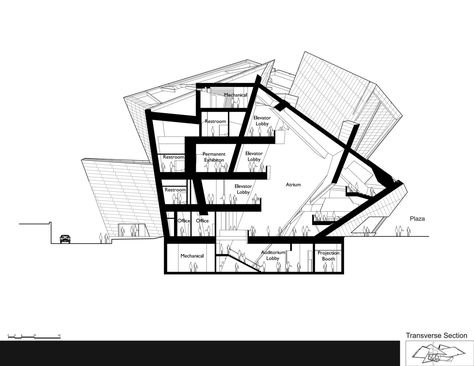 Gallery of Denver Art Museum / Studio Libeskind - 37 Daniel Libeskind Architecture, Art Museum Architecture, Art Galleries Architecture, Museum Plan, Deconstructivism, Daniel Libeskind, Section Drawing, Denver Art Museum, Denver Art