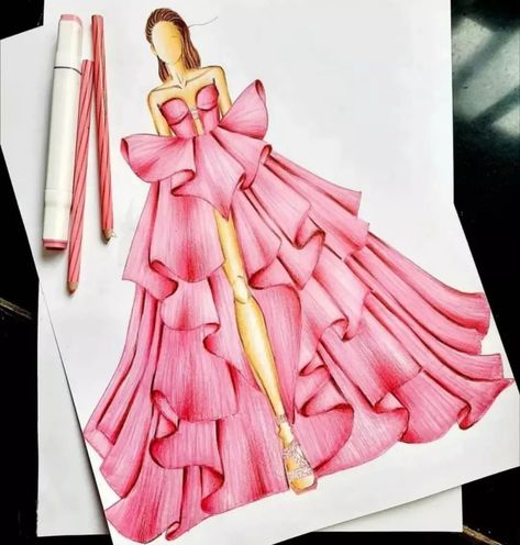 Fashion Dress Illustration Design, Dress Illustration Art, Girl Hair Drawing, Fashion Illustration Poses, Fashion Illustration Tutorial, Fashion Illustration Collage, Mode Rose, Fashion Drawing Sketches, Dress Illustration