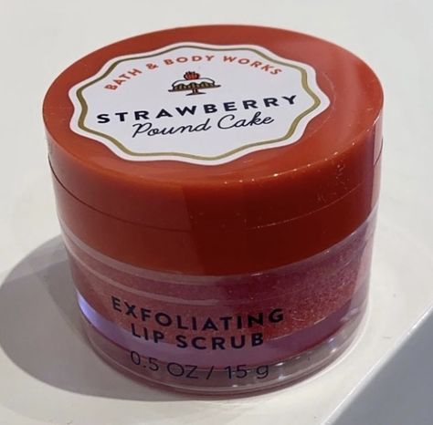 Strawberry Lip Scrub, Pond Cake, Strawberry Pound Cake, Exfoliating Lip Scrub, Candle Pedestal, Pound Cake With Strawberries, Lip Exfoliator, Sell Anything, Lip Scrub