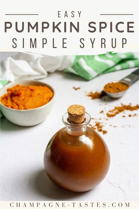 Pumpkin Spice Syrup Recipe, Homemade Pumpkin Spice Syrup, Lattes At Home, Pumpkin Spice Drinks, Pumpkin Syrup, Drink Syrups, Spiced Drinks, Homemade Pumpkin Spice, Simple Syrup Recipes