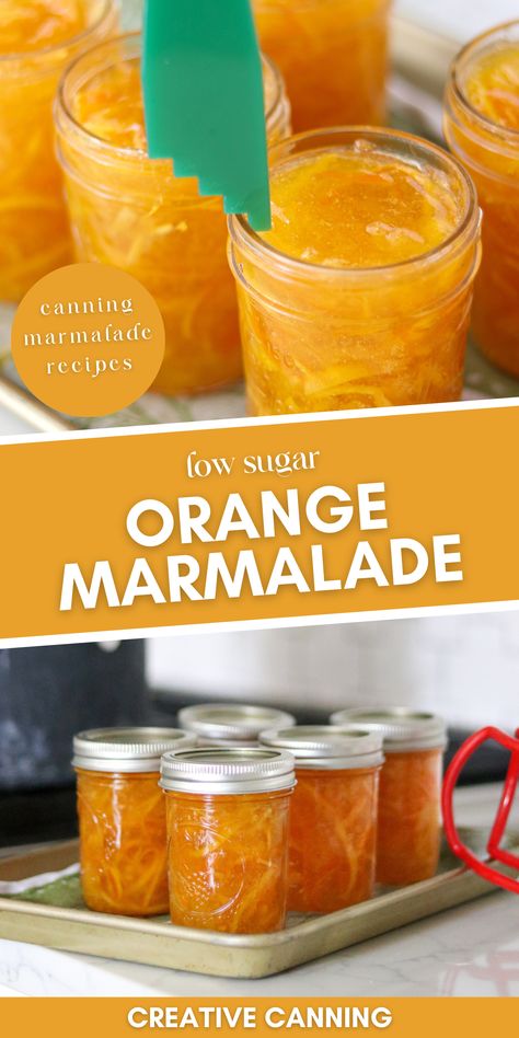 Low Sugar Orange Marmalade Recipe for Canning - Looking for an easy orange marmalade recipe? Not only is this recipe simple and delicious, but it also serves as a tasty glaze on chicken, pork chops, and ham, making it a great addition to any meal. Plus, this marmalade is made without added sugars or corn syrup, making it a healthier alternative to traditional fruit preserves. So get ready to get home canning and start making this tasty low-sugar orange marmalade! Orange Marmalade For Canning, Sugar Free Orange Marmalade Recipe, Canning Orange Marmalade, How To Make Orange Marmalade, Easy Orange Marmalade Recipe, Canning Marmalade, Sugar Free Marmalade Recipe, Easy Marmalade Recipe, Canning Oranges