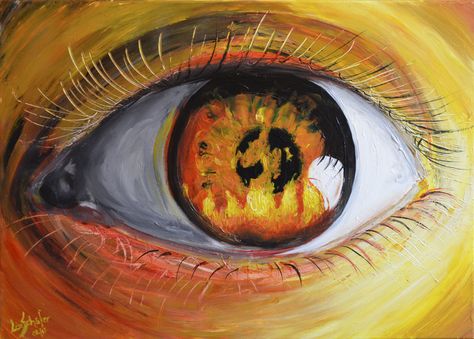 Flames In Eyes Drawing, Fire Reflection In Eyes, Fire Eye Drawing, Eye Reflection Art, Reflection In Eyes Drawing, Eyes Like Fire, On Fire Drawing, Art With Fire, Fire In Eyes Drawing