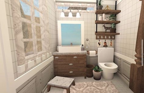 Aesthetic Bathroom Ideas, House Plans With Pictures, House Decorating Ideas Apartments, Small House Layout, Simple Bedroom Design, Tiny House Layout, Diy House Plans, Exterior Bloxburg, House Floor Design