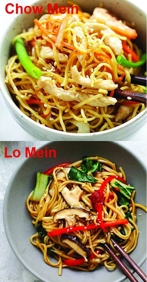 Chow Mein vs Lo Mein (Learn the Differences!) - Rasa Malaysia Chinese Chow Mein, Asian Stir Fry Recipe, Chinese New Years, Chow Mein Recipe, Lo Mein Recipes, Asian Stir Fry, Wok Cooking, Chinese Vegetables, Chicken Chow Mein