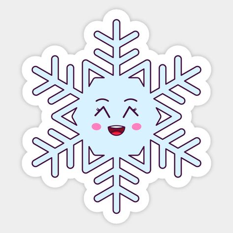 Cartoon Kawaii Snowflake with Grinning Face - Kawaii Snowflake - Sticker | TeePublic Kawaii Snowflake, Daycare Classroom Setup, Cartoon Snowflake, Snow Cartoon, Grinning Face, Winter Stickers, Farm Coloring Pages, Snowflake Clipart, Weather Crafts