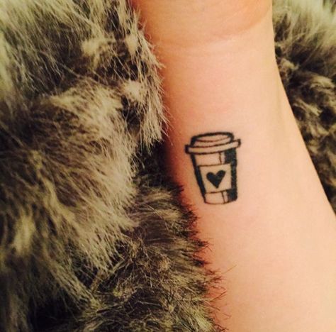 Coffee Cup Tattoo, Science Tattoos, Cup Tattoo, Food Tattoos, 13 Tattoos, Ankle Tattoo Small, Coffee Tattoos, Tattoos For Lovers, Small Girl Tattoos