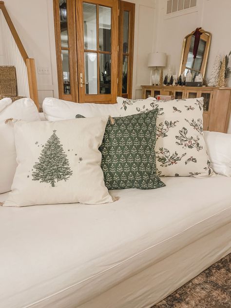 Kinsey Pillow Cover curated on LTK Christmas Pillow Decor On Couch, Pillow For Christmas, Subtle Christmas Pillows, Neutral Christmas Pillow Covers, Christmas Pillows Aesthetic, Christmas Decor Ideas Pillows, Winter Sofa Pillows, Christmas White Sofa, Christmas Pillows On Sectional Couch