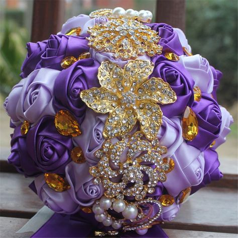 PRICES MAY VARY. Hand made with silk flowers, decorated with crystal rhinestones brooches and pearls Dimension about 18cm in diameter and 25cm in height (7*10 inch) Occasions: Photo-perfect wedding bouquet, Bridesmaid bouquet, Wedding floral arrangements, Church and Party Contact us if you need custom made color service See Product Description for more details How is this bouquet made? Every bouquet is handmade with high quality materials We value every customer and believe that products made wi Purple Lilac Wedding, Purple Bridesmaid Bouquets, Bright Wedding Bouquet, 15 Quinceanera, Rose Gold Bouquet, Rapunzel Wedding, Lilac Wedding Bouquet, Purple And Gold Wedding, Purple Wedding Bouquets