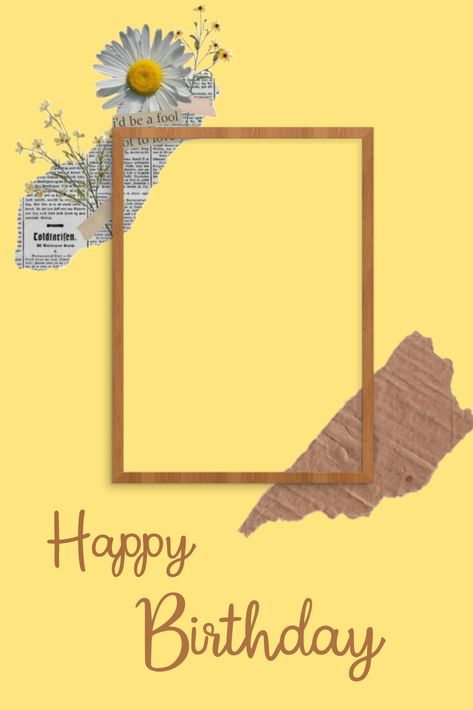 Happy Birthday Yellow Background, Yellow Birthday Aesthetic, Yellow Frame Background, Birthday Frame Aesthetic, Hbd Template, Bday Story, Happy Birthday Yellow, Happy Birthday Sunflower, Yellow Template