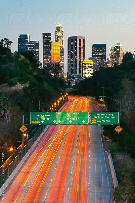 United States Aesthetic, Los Angeles Highway, Highway Painting, Downtown Painting, Los Angeles Painting, Los Angeles Freeway, La Painting, City Paintings, Places Photography