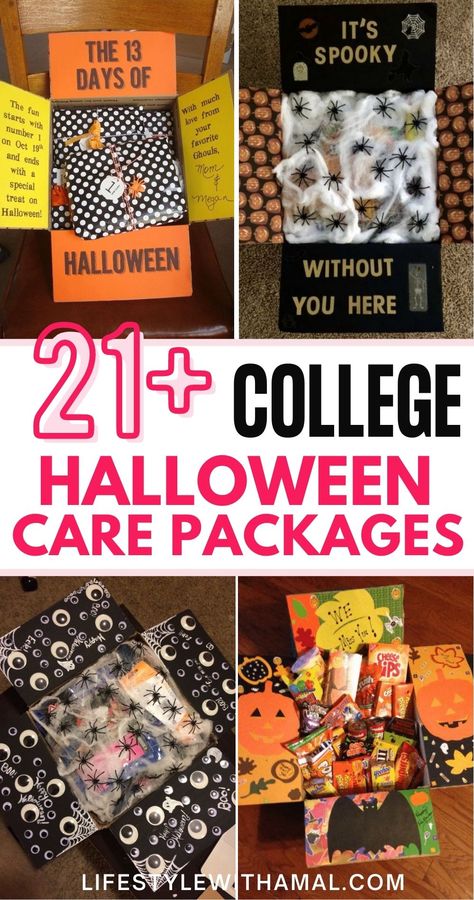 Wondering what to put in a halloween carepackage for college students this year? Here are 29+ halloween college care package ideas to get inspired from! These are some of the best halloween college care package ideas you dont want to miss out on. Whether you are looking for halloween college care package for guys or halloween care package college girl, it's all in this post! Halloween Care Package College, Dorm Care Package, Halloween Care Package Ideas, College Care Package For Girls, College Gift Boxes, Halloween Treat Baskets, Halloween Dorm, Fall Care Package, Halloween Care Packages