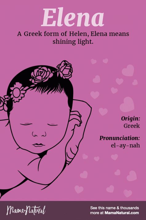 Elena https://www.mamanatural.com/baby-names/girls/elena/ Hazel Name, Grace Name, List Of Girls Names, Rare Names, Name Origins, Names Girl, Mama Natural, Middle Names