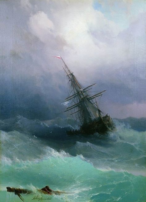 Ivan Aivazovsky. Ivan Avaizovski, Ivan Ivazofski, Funky Paintings, Oil Painting Sea, Ivan Aivazovsky, Mermaid Cove, Ship Paintings, Art Corner, Painting Art Projects