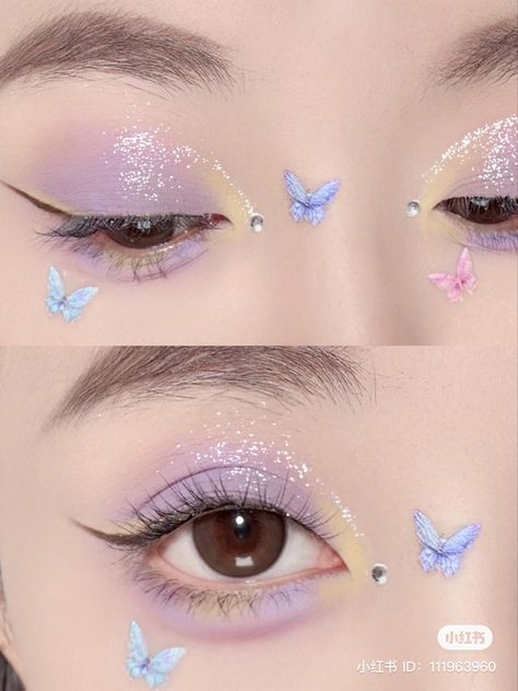 #eyemakeupideas #eyemakeupinspiration #eyemakeup #eyemakeupinspo #makeup #makeupideas #makeupstyle #xiaohongshu Shower Makeup, Makeup Charts, Butterfly Makeup, Face Charts, Douyin Makeup, Cute Eye Makeup, Purple Eye Makeup, Design Makeup, Makeup Face Charts