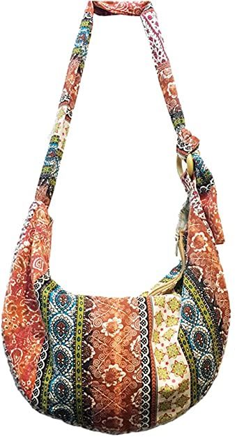 Bohemian Cotton Shoulder Bag For Travel, Summer Cotton Shoulder Bag With Zipper Closure, Bohemian Multicolor Canvas Bag, Bohemian Fabric Travel Bag, Everyday Bohemian Cotton Hobo Bag, Bohemian Travel Bags In Fabric, Bohemian Brown Canvas Bag With Large Capacity, Bohemian Canvas Shoulder Bag With Adjustable Strap, Bohemian Canvas Shoulder Bag