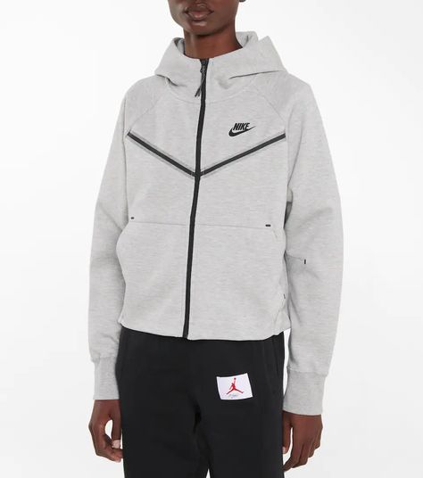 Nike - Tech-Fleece Windrunner hoodie | Mytheresa Nike Tech Grey, Grey Jacket Women, Gray Hoodies, Tech Fleece Hoodie, Nike Sportswear Tech Fleece, School Sweatshirts, Nike Tech Fleece, Nike Tech, Tech Fleece