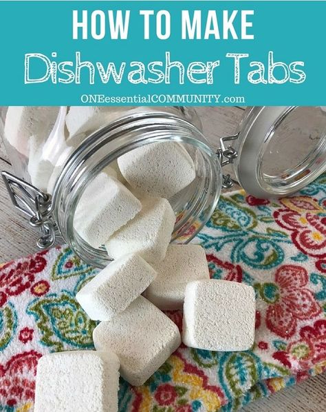 easy-to-make homemade natural dishwasher detergent tabs and they REALLY WORK! Cleans stuck-on food, gets silverware shiny, & glasses sparkling! DIY essential oil recipe for dishwasher detergent tabs Natural Dishwasher Detergent, Holistic Practices, Homemade Dishwasher Detergent, Dishwasher Tabs, Holistic Business, Homemade Cleaning Supplies, Diy Essential Oil Recipes, Cleaning Stuff, Essential Oils Cleaning