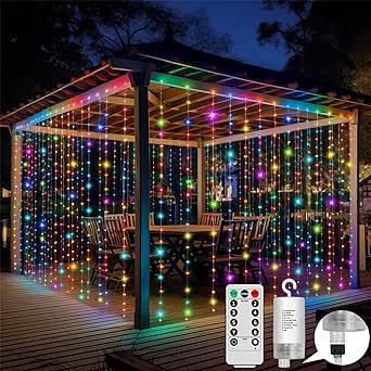 Light Curtains Bedroom, Fairy Lights For Bedroom, Halloween Lighting Outdoor, Halloween Curtains, Porch Gazebo, Waterfall Lights, Outdoor Backdrops, Bedroom Porch, Valentinstag Party